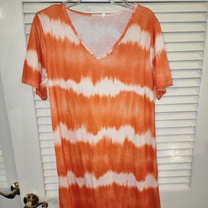 Tie dye dress orange and white